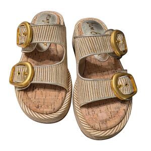 👡 Sam Edelman Adley Platform Sandals Gold Cork 5.5